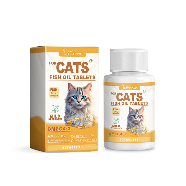 Cat Fish Oil Tablets for Skin, Coat & Immune Support