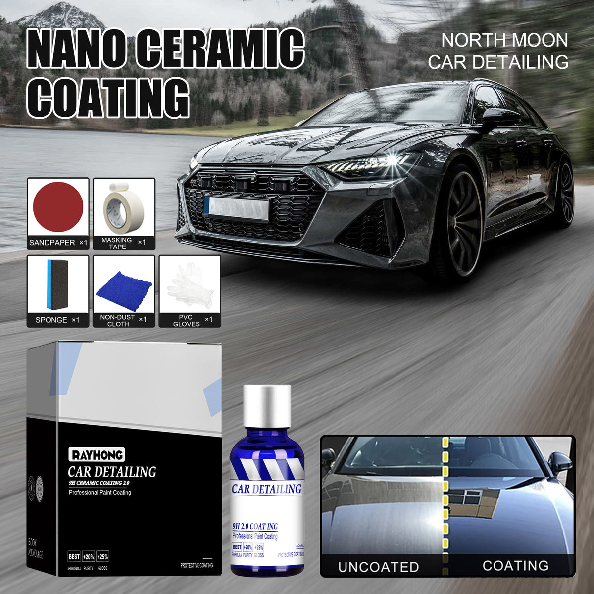 Nano Ceramic Car Coating for Glossy, Hydrophobic Paint