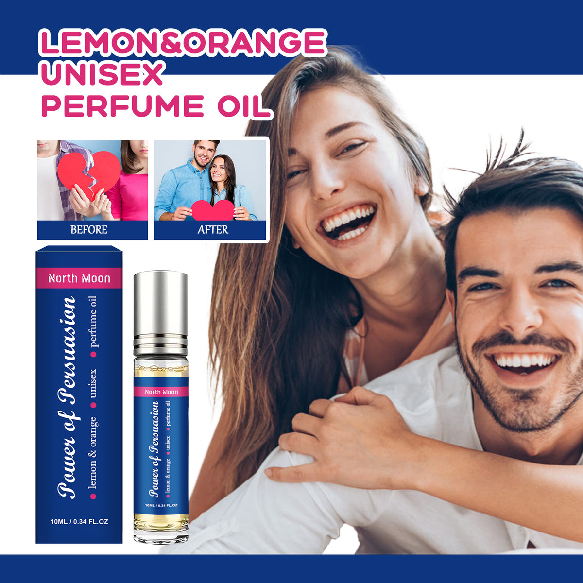 North Moon Charm Ball Perfume Oil, Fresh Citrus Duo Scent