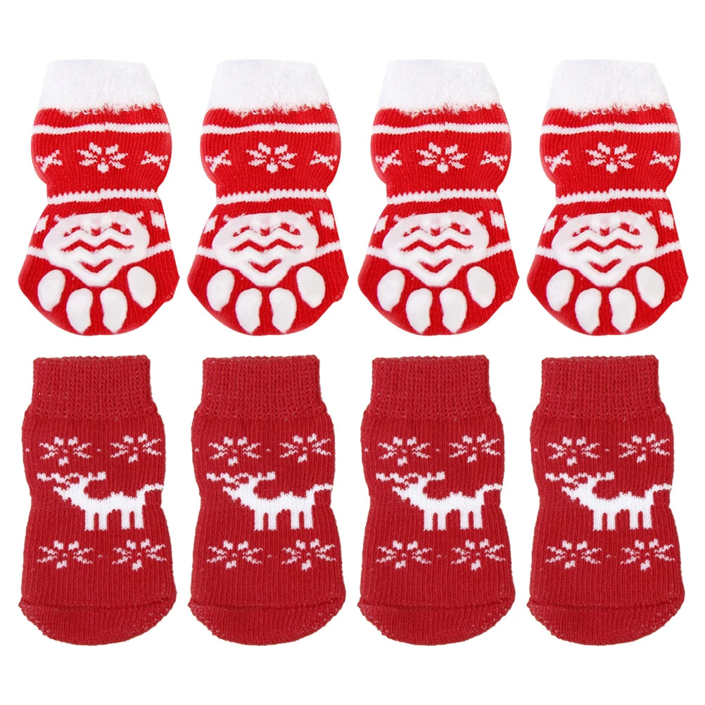 Pet Warm Cotton Socks with Anti-Slip Paw Protection