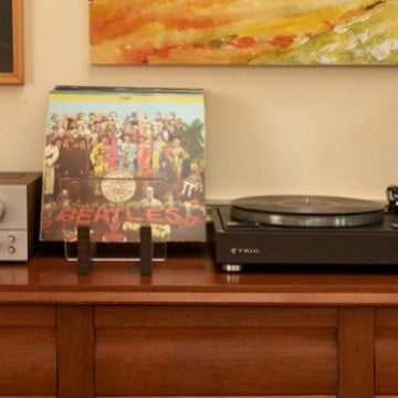 Walnut Wooden Record Storage Rack for 50 Albums Upright