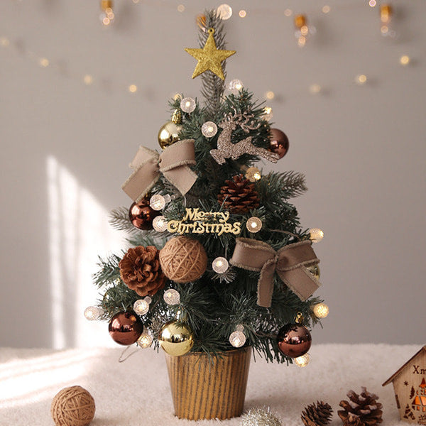 Desktop Christmas Tree Set - Pre-Lit Tabletop Decor