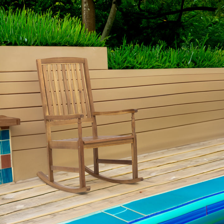 Solid Acacia Rocking Chair for Relaxed Patio Seating
