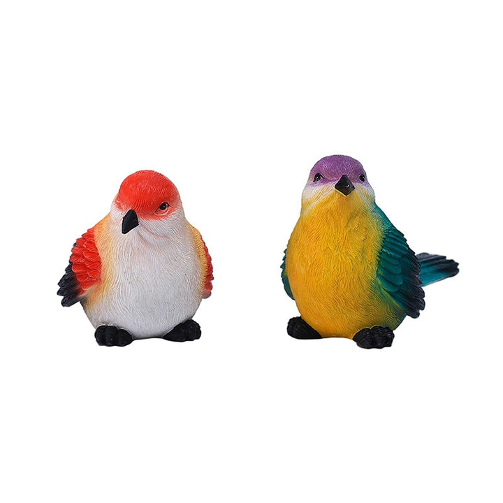 Colorful Outdoor Resin Garden Birds Decor Set of Two