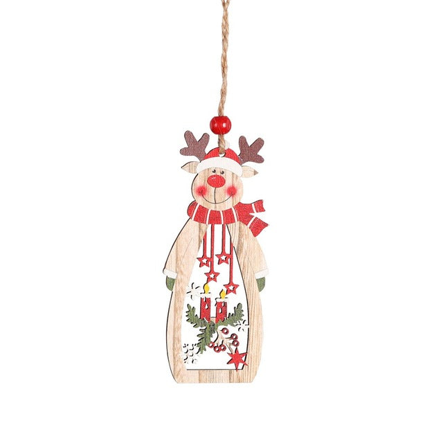 Wooden Christmas Ornaments Set of 3 Rustic Holiday Decor