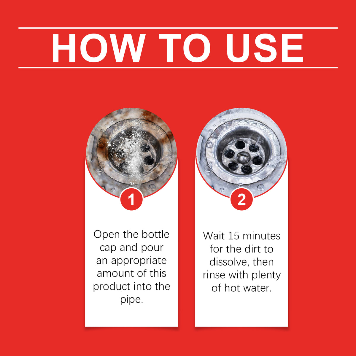 Drain Pipe Cleaner for Hair, Grease & Odor Buildup