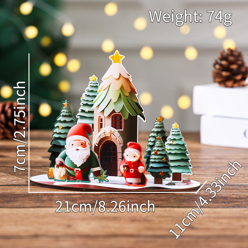 Christmas Wooden House DIY 3D Puzzle Village Decor Set