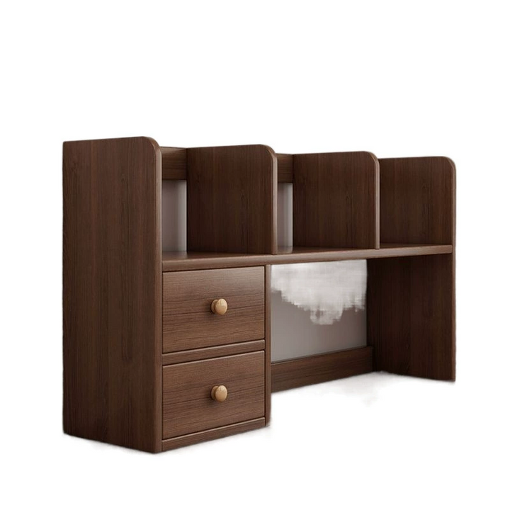 Desktop Storage Cabinet with Open Cubbies and Drawers
