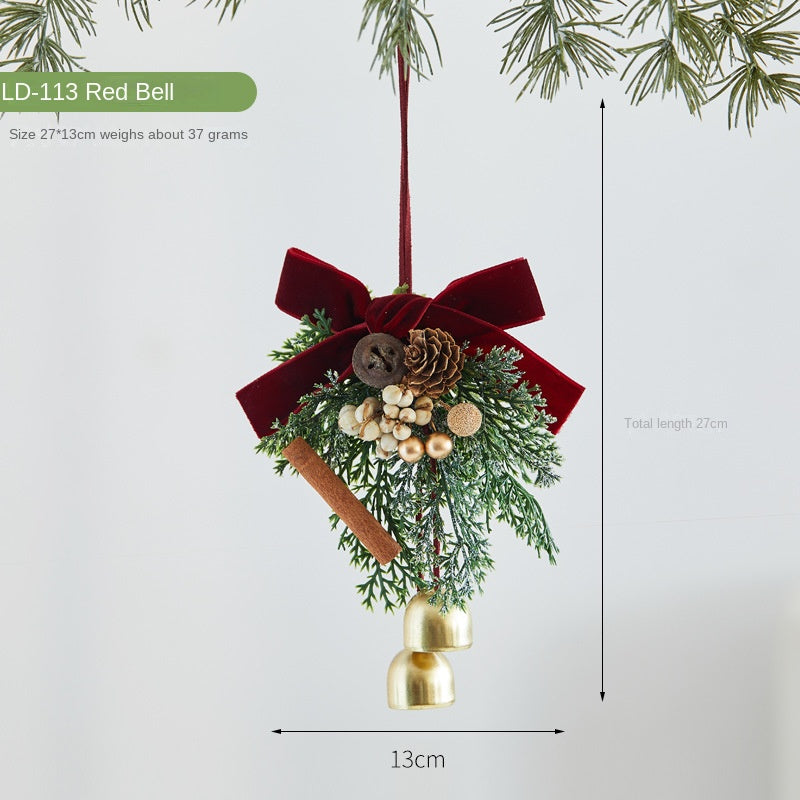 Christmas Bow Bell Ornament for Rustic Tree Decoration