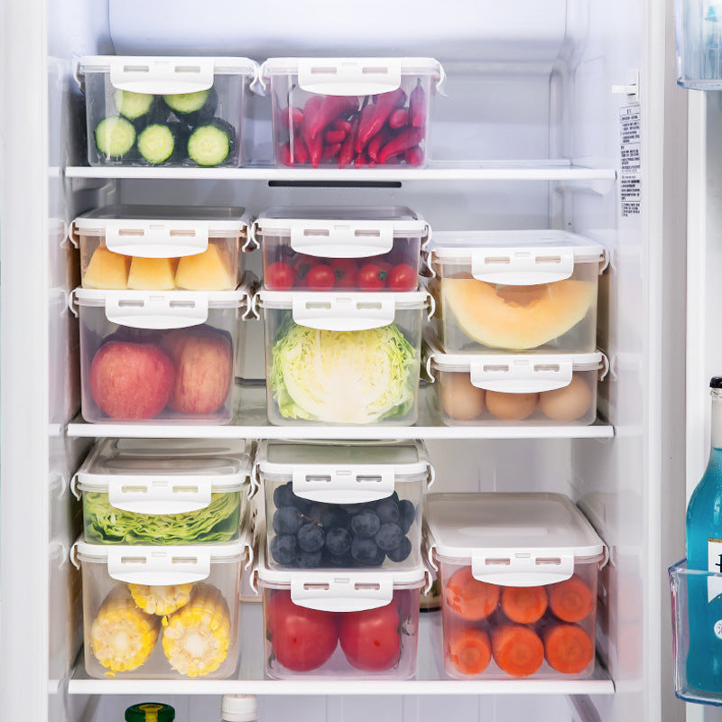 Clear Fridge Storage Box with Lid, Stackable Food Keeper