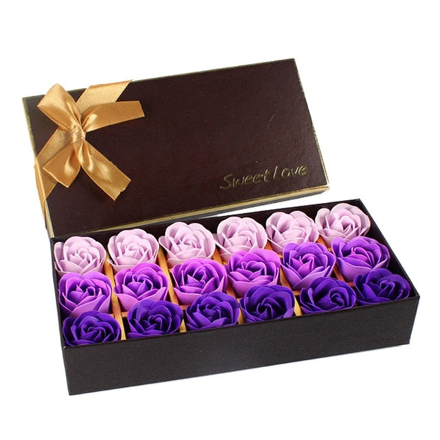 18-Piece Rose Soap Flower Gift Box for Romantic Giving