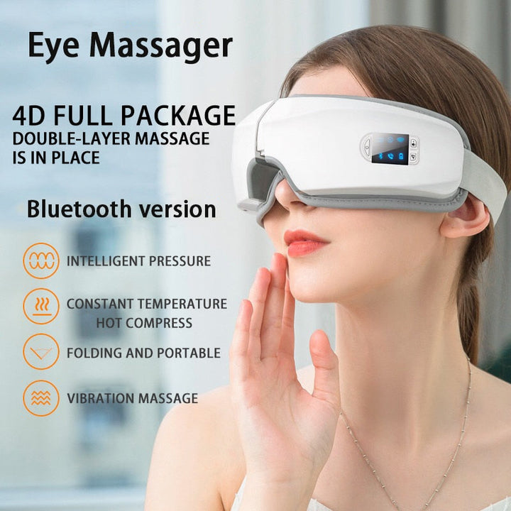 4D Airbag Eye Massager with Heat and Bluetooth Music