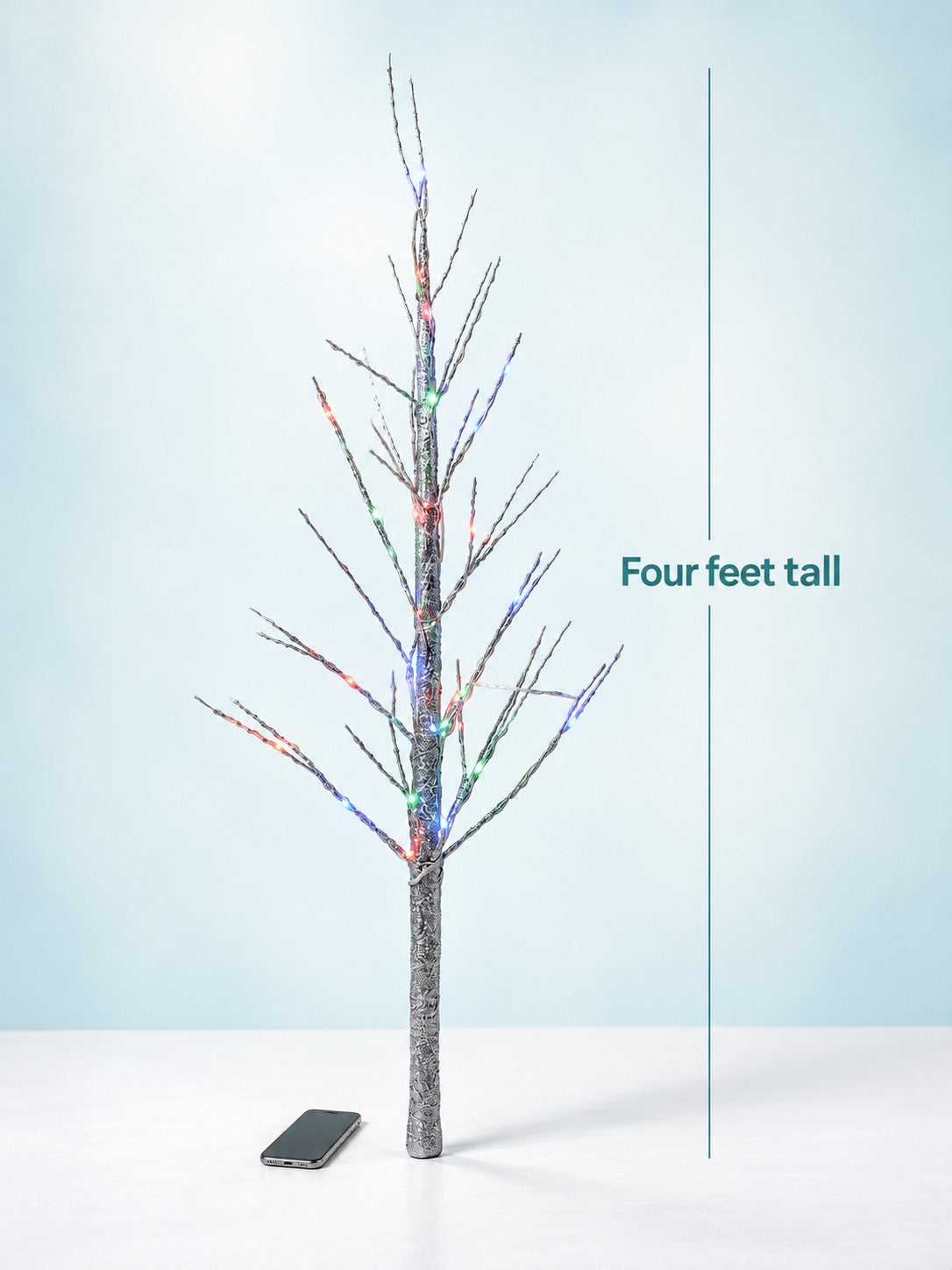 4FT Silver Glitter LED Christmas Tree for Cozy Holiday Decor