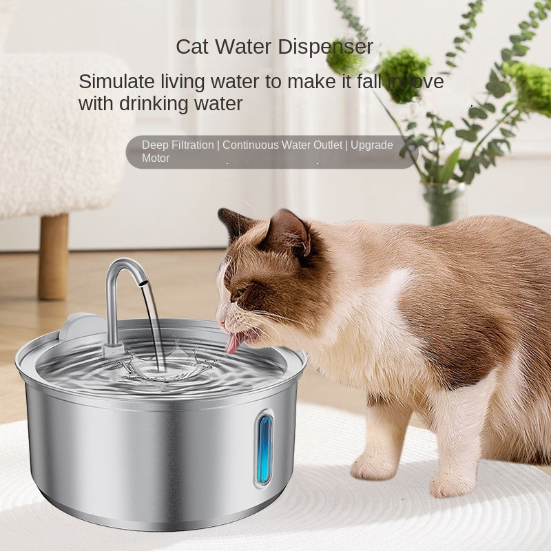 4L Stainless Steel Pet Water Fountain, Quiet Hydration
