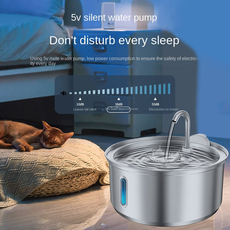 4L Stainless Steel Pet Water Fountain, Quiet Hydration