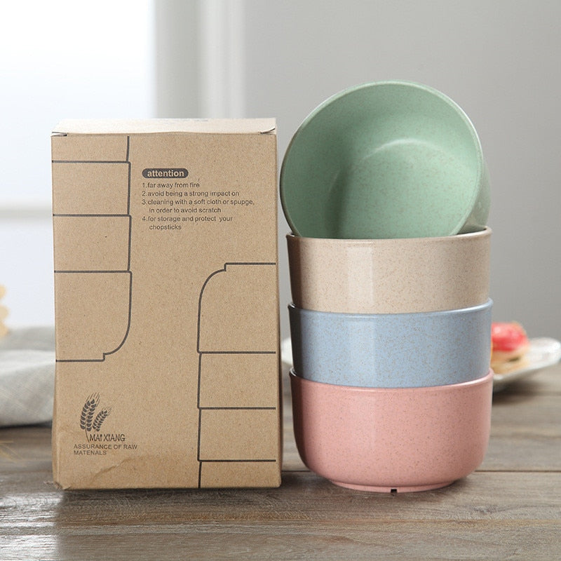 Wheat Straw Kids Bowl Set of 4 Pastel Nesting Bowls