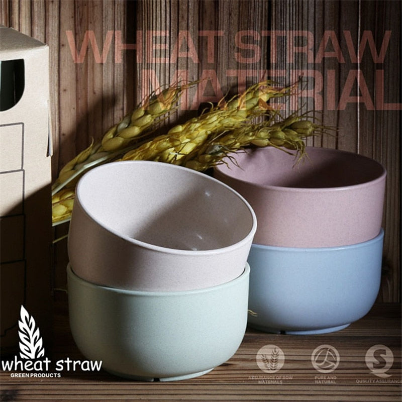 Wheat Straw Kids Bowl Set of 4 Pastel Nesting Bowls