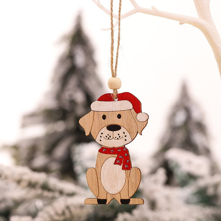 Wooden Christmas Animal Ornaments Set For Rustic Charm