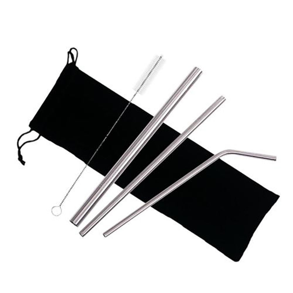 Reusable 304 Stainless Steel Straws Set with Brush & Bag