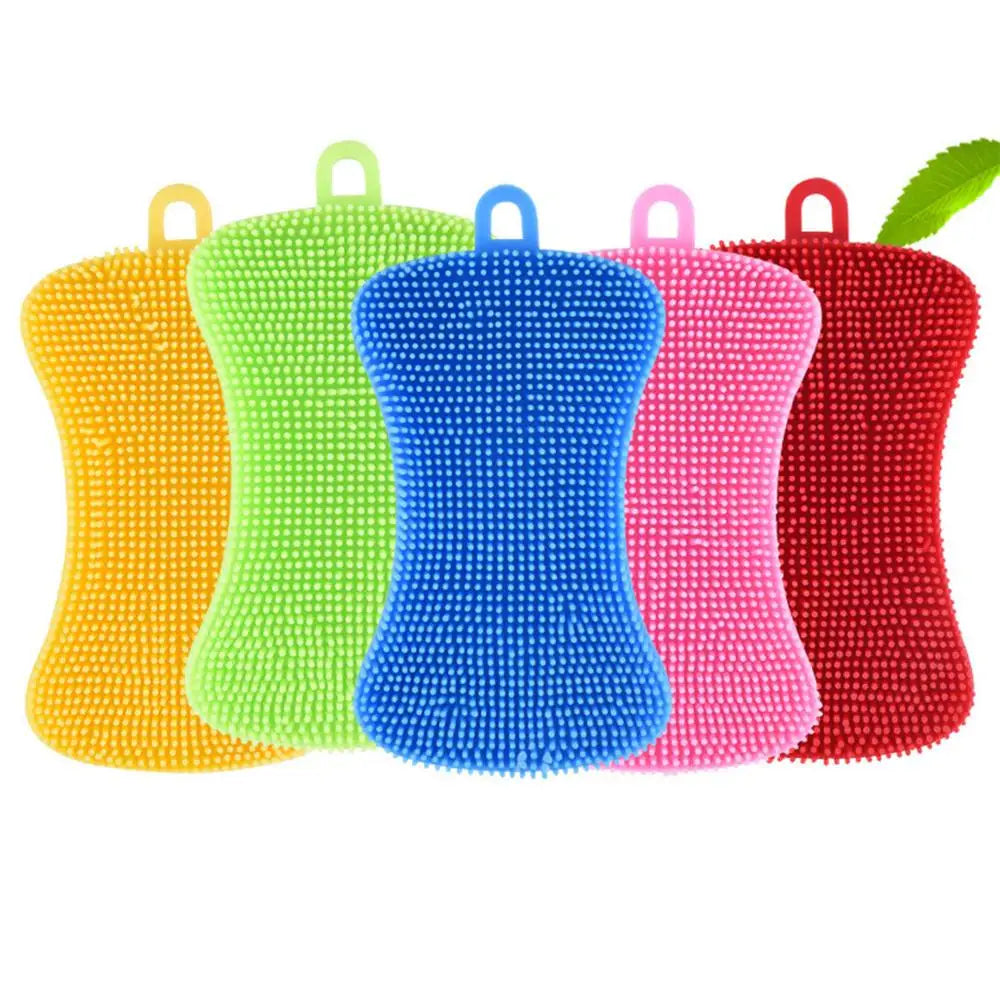 Silicone Dish Scrubber Set: 4 Colors for Pots & Produce