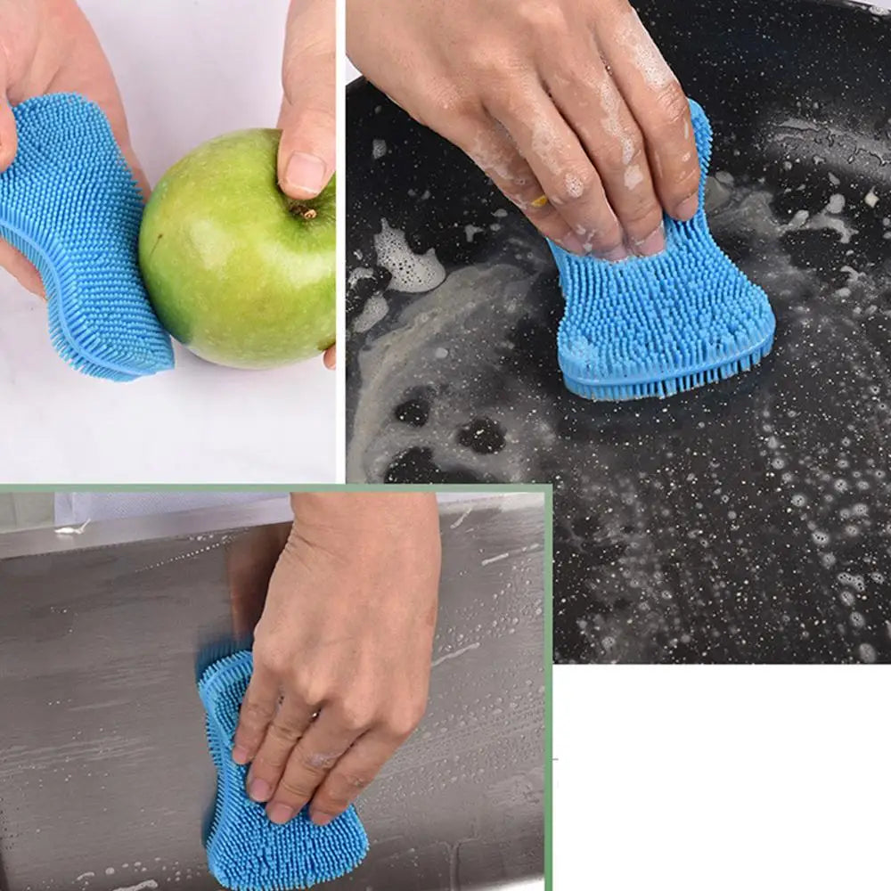 Silicone Dish Scrubber Set: 4 Colors for Pots & Produce