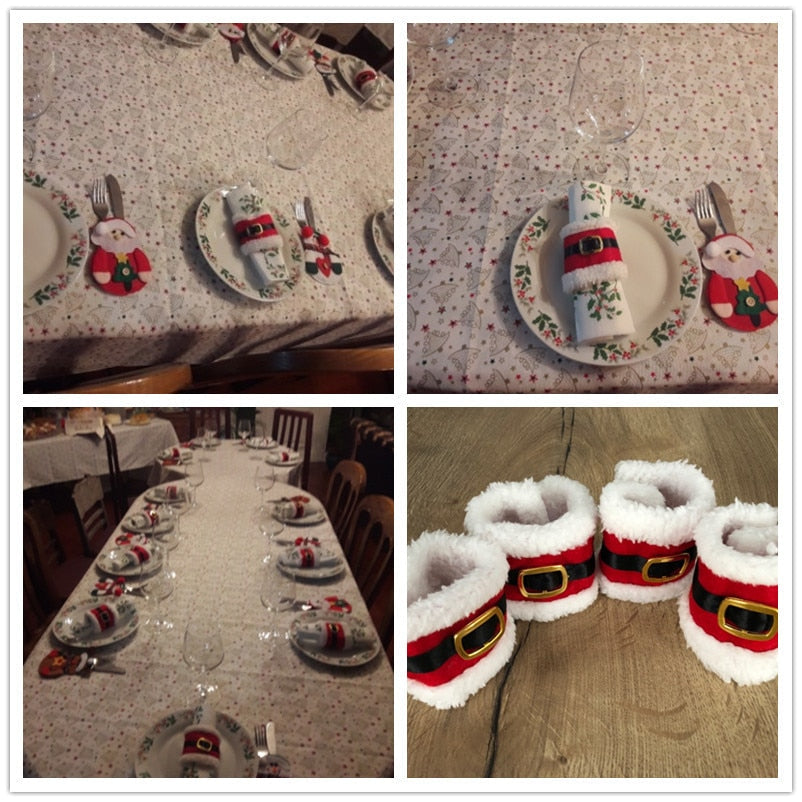 Santa Napkin Rings for Christmas Dinner Table Decor
