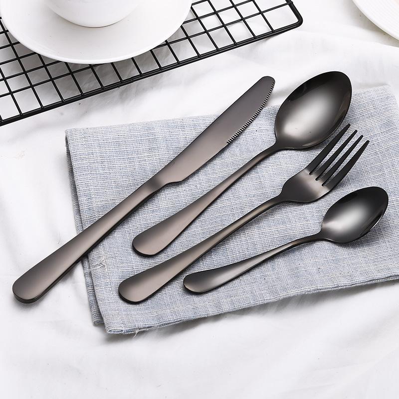 Black Stainless Steel Flatware Set for Everyday Dining