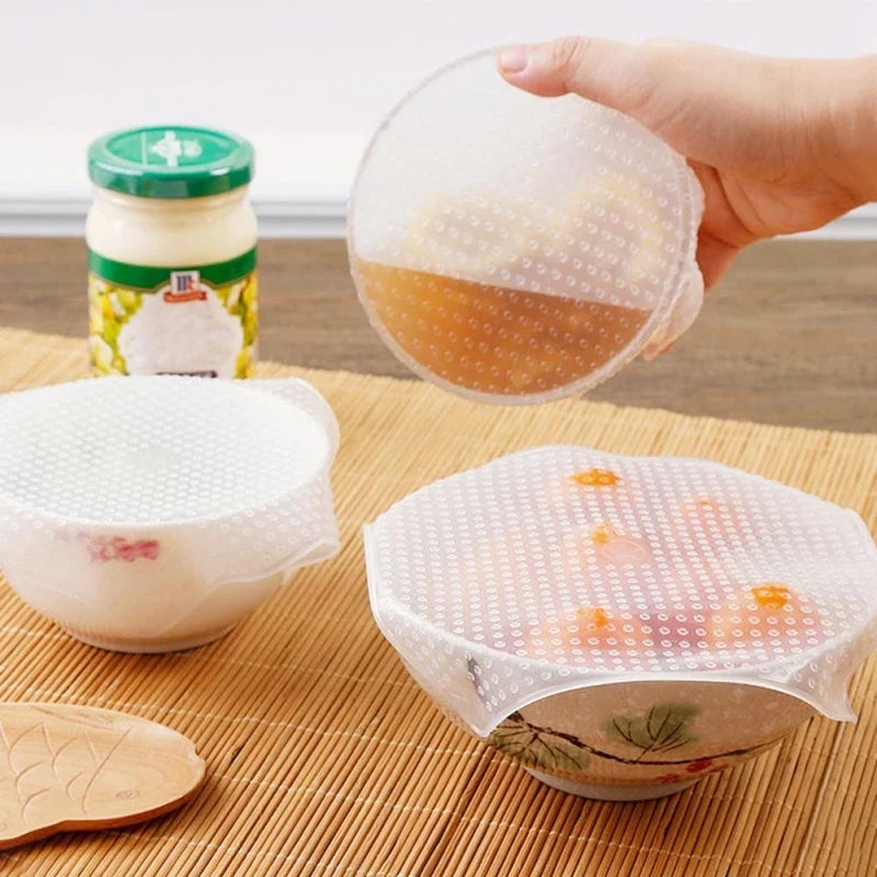 Reusable Silicone Bowl Covers: Stretch Lids Set of 4
