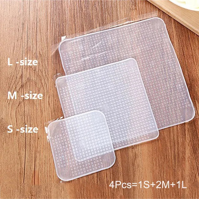 Reusable Silicone Bowl Covers: Stretch Lids Set of 4