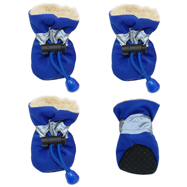 Waterproof Winter Dog Boots With Warm Plush Lining