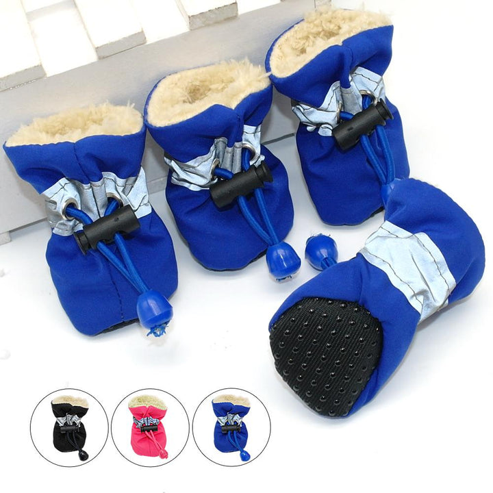 Waterproof Winter Dog Boots With Warm Plush Lining