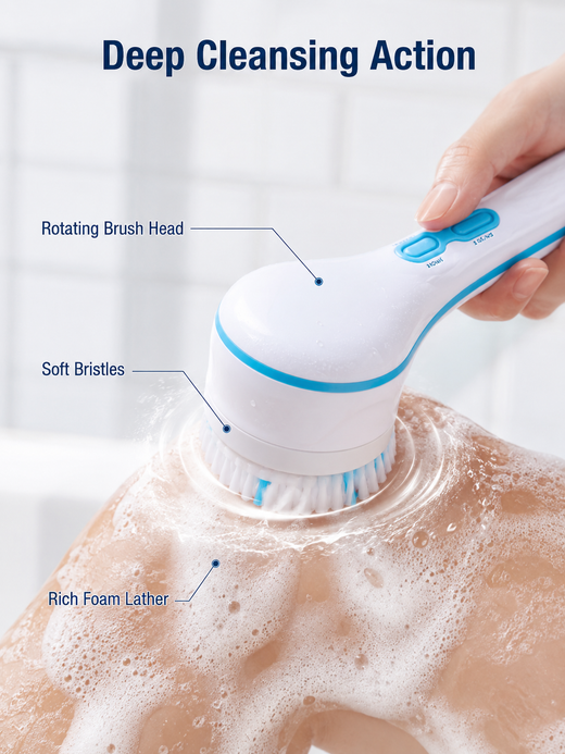 5-in-1 Electric Bath Brush | Spin Spa Exfoliating Shower Brush
