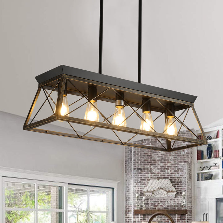 5-Light Farmhouse Chandelier for Dining Room & Island