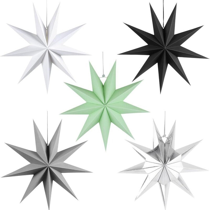 3D Origami Paper Star Ornaments for Colorful Trees