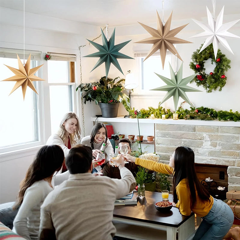 3D Origami Paper Star Ornaments for Colorful Trees