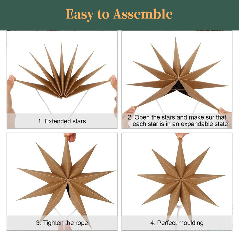 3D Origami Paper Star Ornaments for Colorful Trees