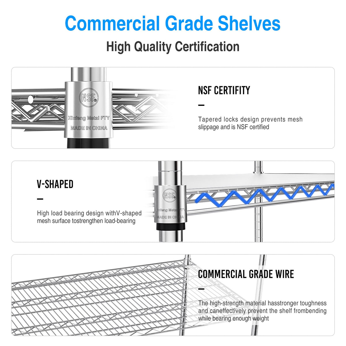 5-Tier Heavy Duty Chrome Wire Shelving Unit on Wheels