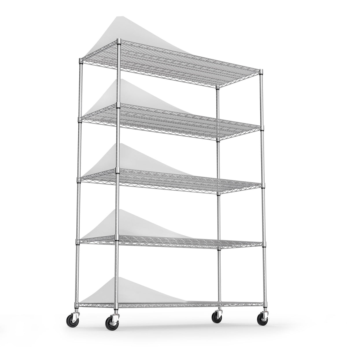5-Tier Heavy Duty Chrome Wire Shelving Unit on Wheels