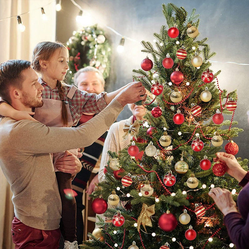 50-Piece Red and Gold Christmas Tree Ornament Collection