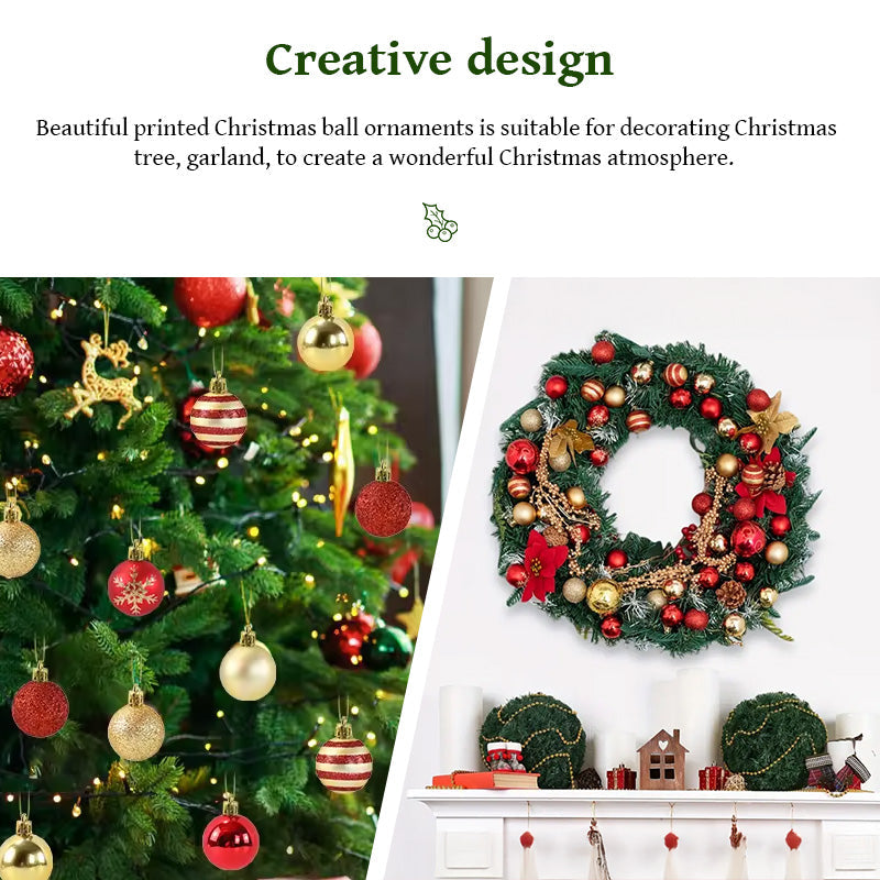 50-Piece Red and Gold Christmas Tree Ornament Collection