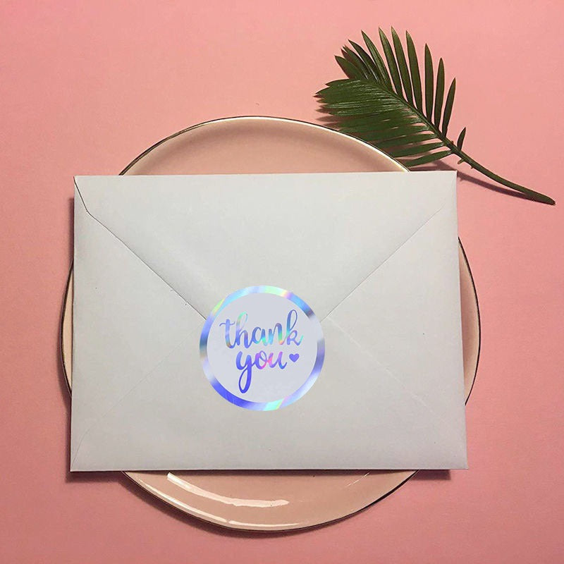 Waterproof Holographic Thank-You Seal Stickers, 500