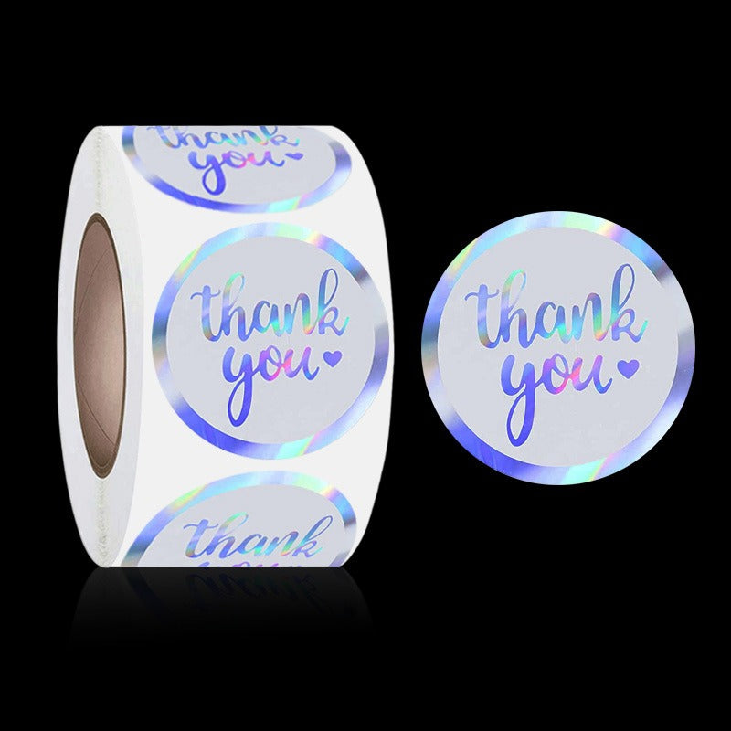 Waterproof Holographic Thank-You Seal Stickers, 500