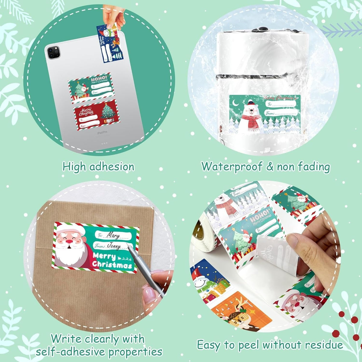 Christmas Gift Labels: 500 Stickers, 6 Festive Designs