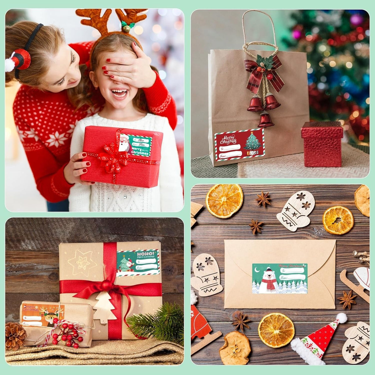 Christmas Gift Labels: 500 Stickers, 6 Festive Designs