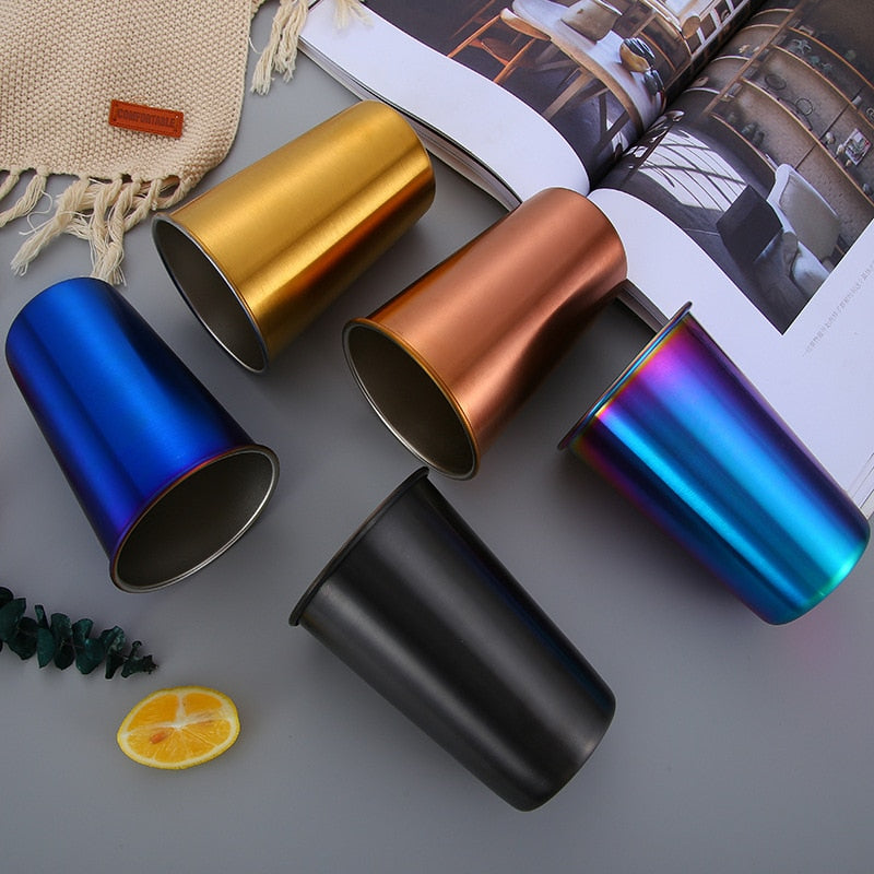 500ml Stainless Steel Travel Mug with Metal Straw & Lid
