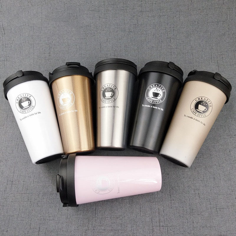 Insulated Travel Mug 500ml, Stainless Steel Flip Lid