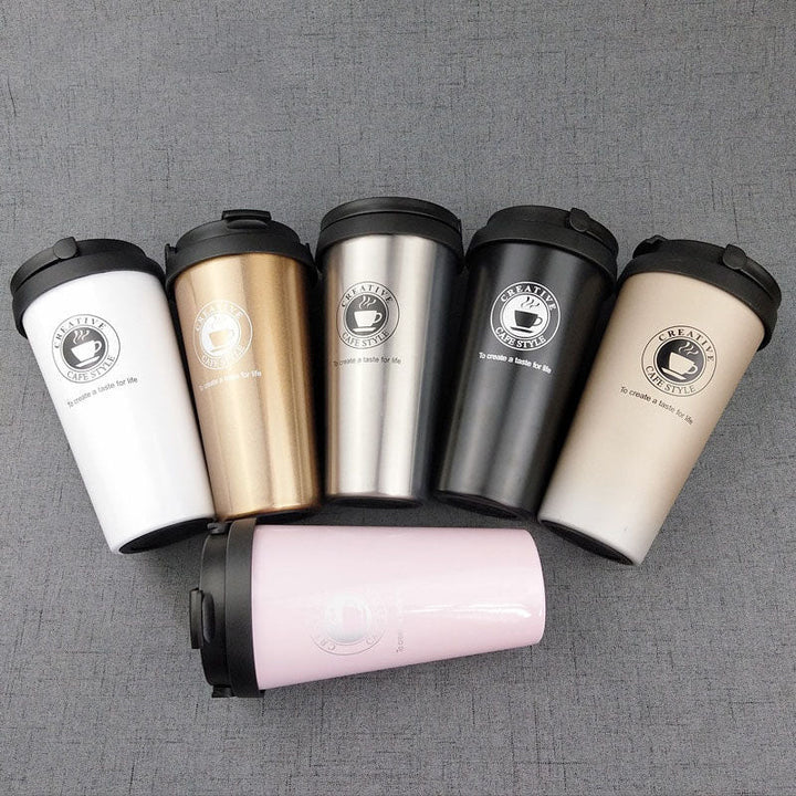 Insulated Travel Mug 500ml, Stainless Steel Flip Lid