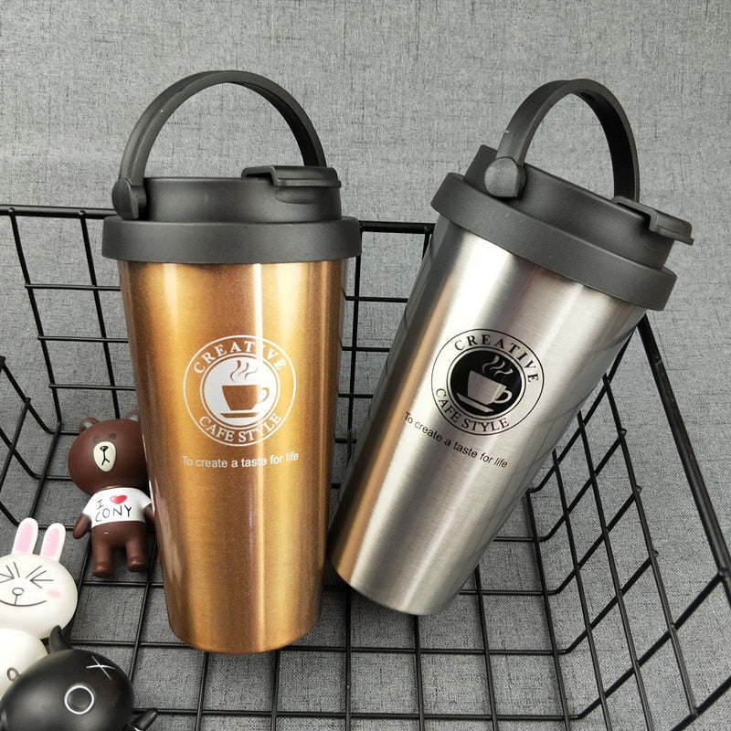 Insulated Travel Mug 500ml, Stainless Steel Flip Lid