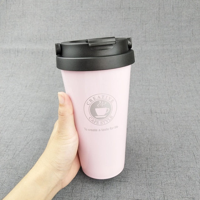 Insulated Travel Mug 500ml, Stainless Steel Flip Lid
