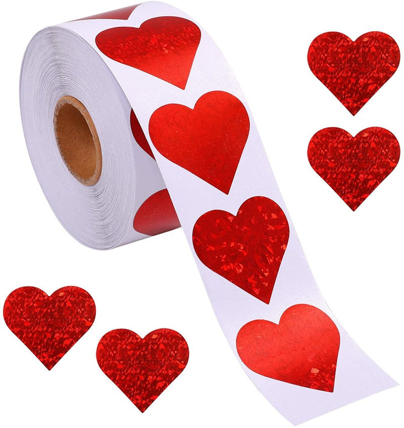 Heart Stickers for Gift Packaging & Valentine Seals